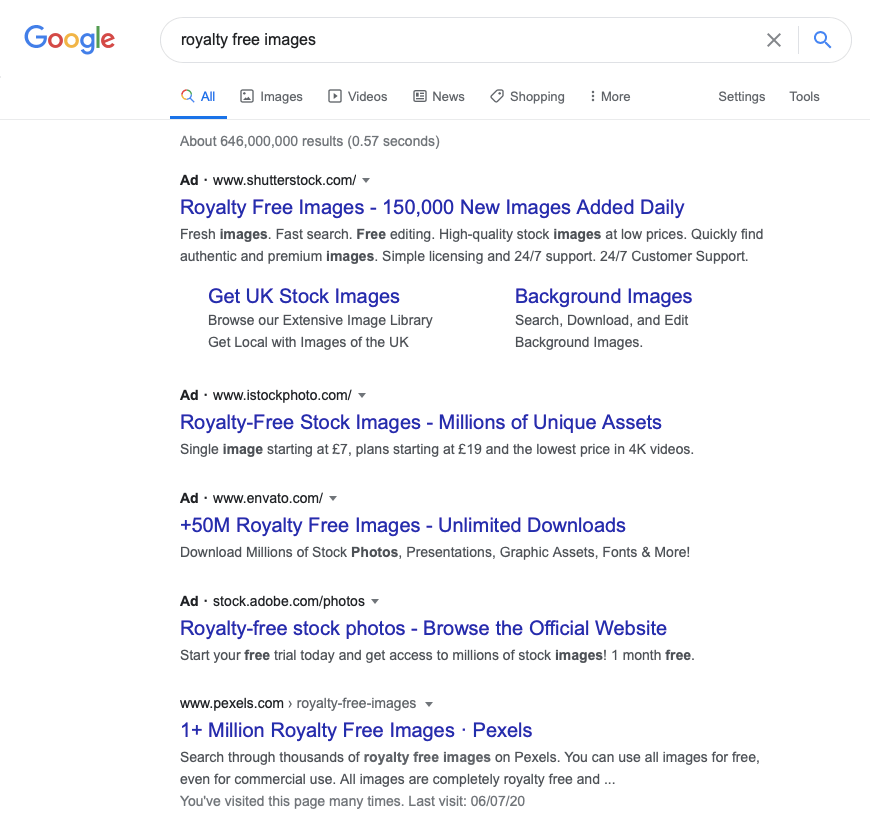 Google Ad results